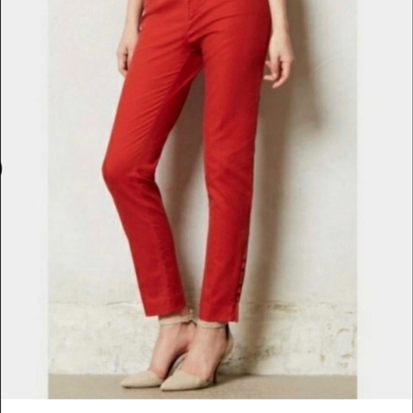Anthropologie Cartonnier Burnt Orange Charlie Ankle Pants. Size 4 - Picture 3 of 15